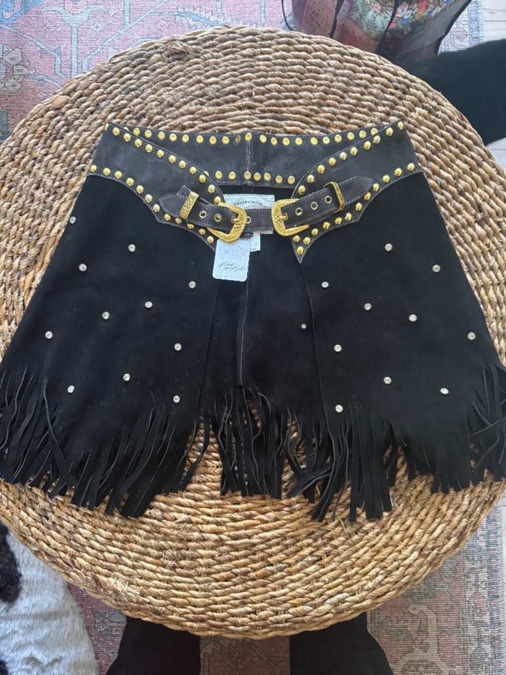 Understated Leather Fringe Belted Skirt